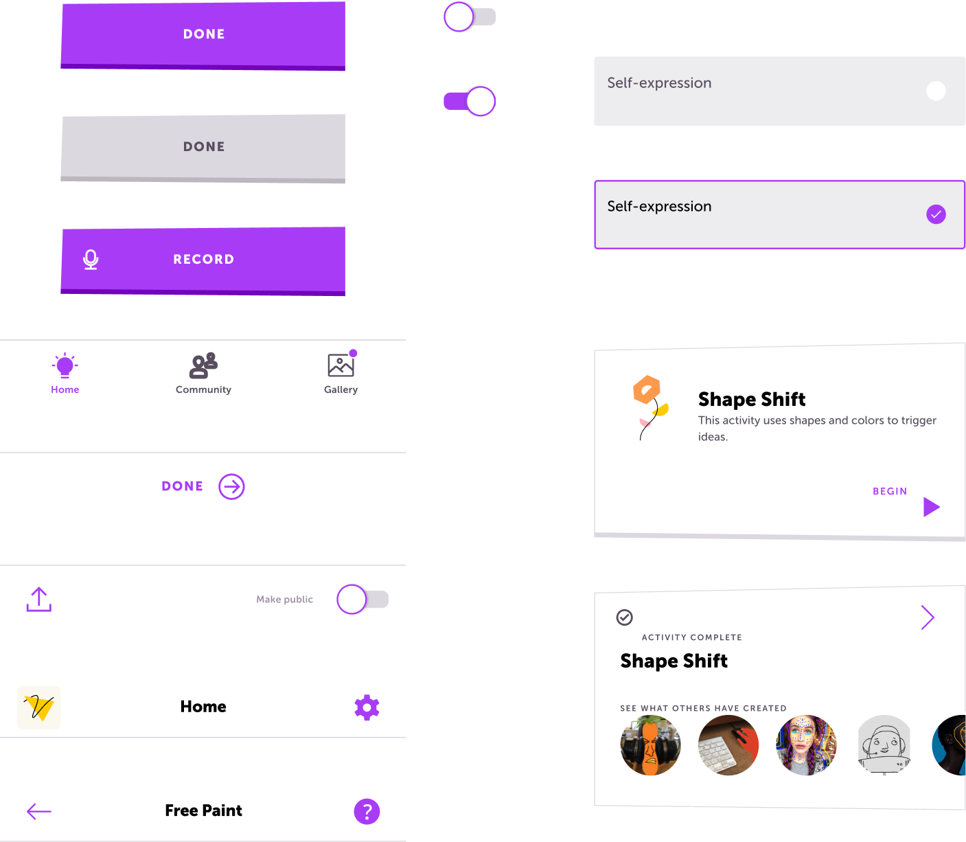 Figment design system components and curriculum experience in the product